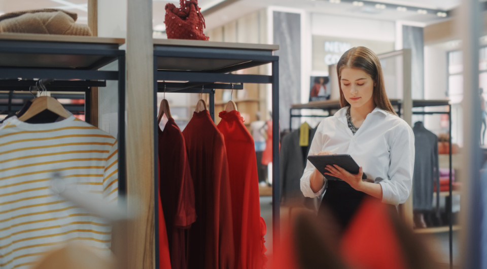 técnica en gestión de ventas trabajando en una tienda de ropa
